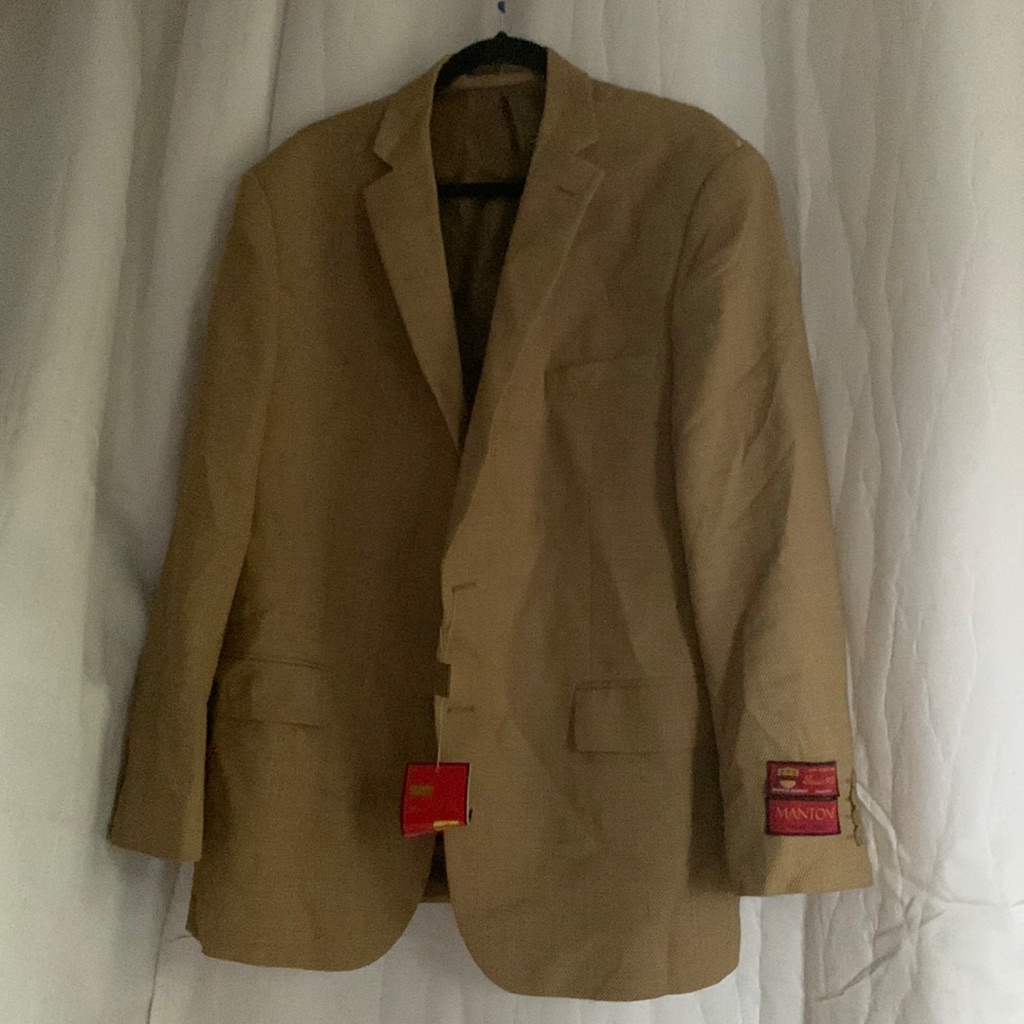 Mantoni Milano Wool Two Buttons Tan Blazer Jacket 44r